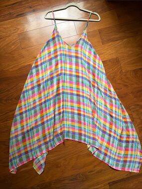 Into The Bleu Multicolor Plaid Spaghetti Strap Dress